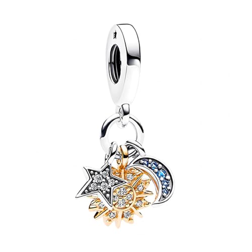 TOFBS Charms Anhänger Damen Sonne Mond Sterne 925 Sterling Silber Zirkonia Bead Charm Schmuck Geburtstagsgeschenke Denkmal für Frauen Freundin Mutter Mädchen (#2) von TOFBS
