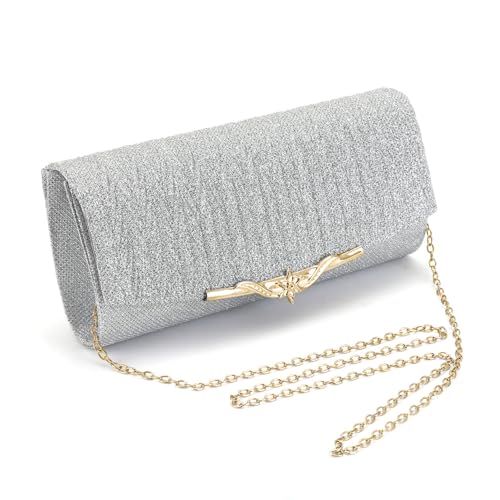 TOFBS Clutch Damen Abendtasche Klein Elegant Handtasche Glitzer Hochzeit Braut Clutches Kleine Tasche Gold Kette Abend Party Handtaschen von TOFBS
