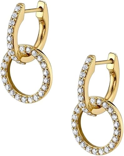 TOFBS Kreisförmige Doppelring Ohrringe Mehrfarbige Edelstein Creolen Schmuck Damen Ohrhänger Elegant Luxuriös von TOFBS