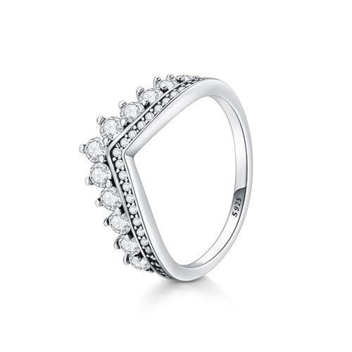 TOFBS Crown V-Form Ringe 925 Sterling Silber Cubic Zirconia Ring Freundschaftsringe Promise Rings Stapelbare Daumenring Schmuck Geschenk Für Damen Frauen (50) von TOFBS