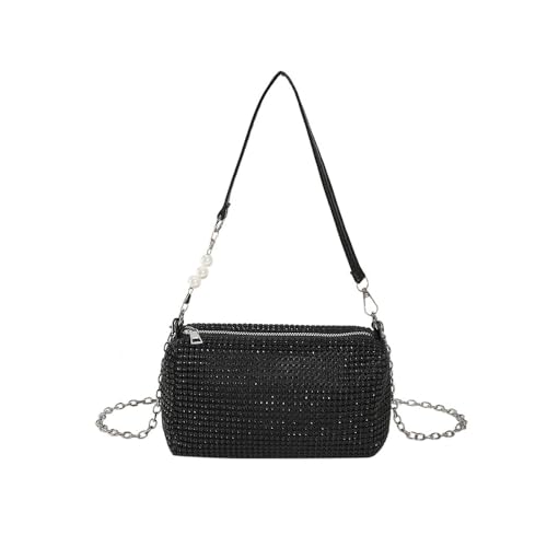 TOFBS Damen Clutch Glitzer Tasche Strasssteine Clutches Abendtasche Handtasche Umhängetasche mit Abnehmbarer Kette für Party Hochzeit Bankett Feiertage(Schwarz) von TOFBS