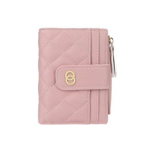 TOFBS Damen Geldbörse PU Leder Faltbare Brieftasche Kleines Portemonnaie mit Zipper Pocket Viele Fächer Kartenhalter Geldbeutel Geschenke für Mädchen Frauen Rosa von TOFBS