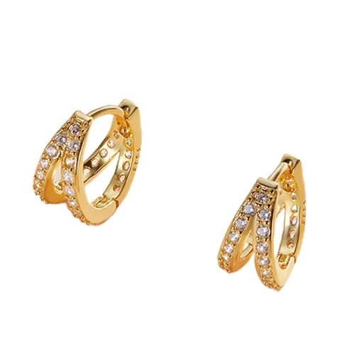 TOFBS Earrings for Women Crystal Sterling Silver Hoop Earrings Collection Small Oval Zircon Charm Circle Huggie Diamond Gold Earrings Hypoallergenic Jewelry Gold von TOFBS