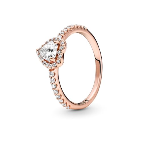 TOFBS Elevated Heart Ringe 925 Sterling Silber Cubic Zirconia Ring Statement Freundschaftsringe Promise Rings Verlobungsring Eheringe Schmuck Geschenk Für Damen Frauen (Rosa Gold,52) von TOFBS