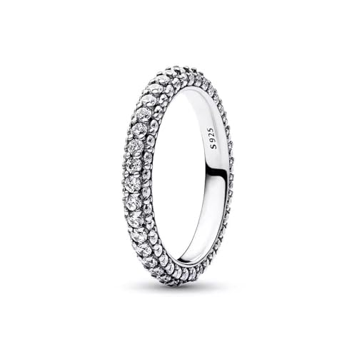 TOFBS Ewigkeit Ringe 925 Sterling Silber Tennisring Cubic Zirconia Ring Freundschaftsringe Promise Rings Stapelbare Daumenring Schmuck Geschenk Für Damen Frauen (Silber,54) von TOFBS