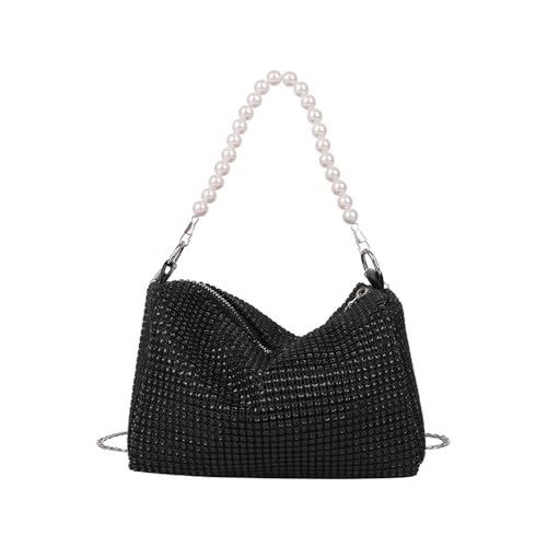 TOFBS Glitzer Pailletten Abendtasche Damen Perlen Kettentasche Elegante Clutch CrossBody Bag Umhängetasche Kleine Tasche für Hochzeit Abendparty Party Feiertage Schwarz von TOFBS