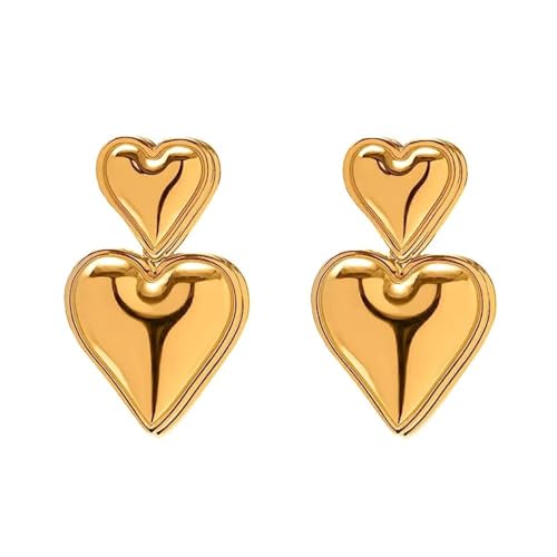TOFBS Elegante Herz Ohrringe Gold Modische Damen Creolen Hochwertiger Schmuck für Frauen Ideal für Festivals und besondere Anlässe von TOFBS