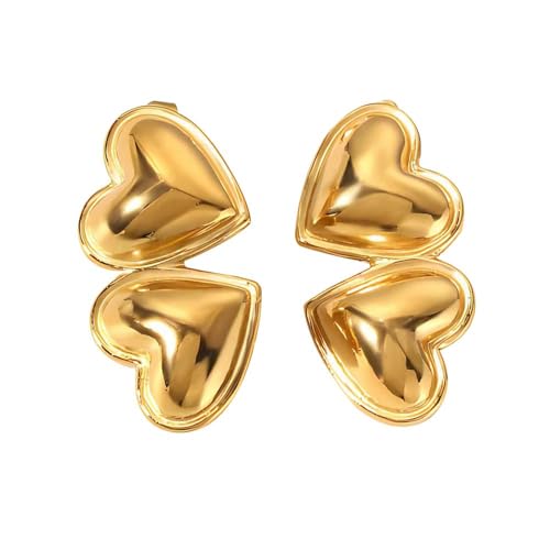 TOFBS Elegante Herz Ohrringe Gold Modische Damen Creolen Hochwertiger Schmuck für Frauen Ideal für Festivals und besondere Anlässe von TOFBS