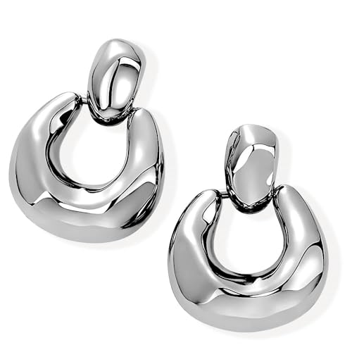 TOFBS 1 Paar Geometrische Halbkreis Ohrringe Tropfen Ohrhänger 925 Sterling Silber Stecker Schmuck Damen Hochglanz Metall von TOFBS