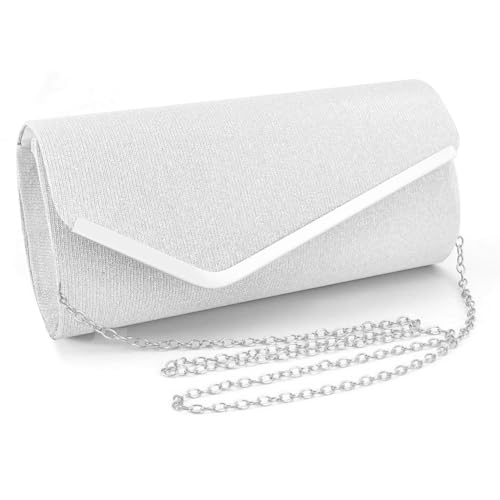 TOFBS Handtasche Damen Clutch Kettentasche Glitzer Abendtasche Elegante Envelope Tasche Crossbody Klein Umschlagtasche Brauttasche für Hochzeit Party Bankett Feiertage (Silber) von TOFBS