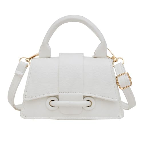 TOFBS Handtasche Damen Kleine Top Griff Tasche Vintage Umhängetasche Stilvoll Henkeltaschen Mini Umhängetasche mit Abnehmbarer Gurt (Brillantweiß) von TOFBS