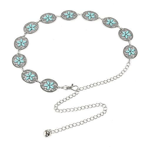 TOFBS Kettengürtel Für Damen Taille Kette Körperschmuck Bauchkette Körperschmuck Strand Gürtel für Frauen und Mädchen Körper Kette Taillenkette Silber Waist Chain für Kleid Jeans (Silber#3) von TOFBS