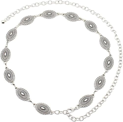 TOFBS Oval Türkis Bauchkette Taillenkette Körperschmuck Verstellbare Metallkette Boho Schmuck Damen Accessoire Bauchtanz Dekoration von TOFBS