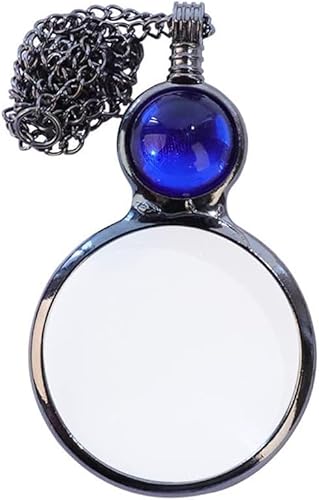 TOFBS Lupe Anhänger Halskette Geschenk Vintage Kristall Lupe Anhänger Halskette Geschenk, Lupenanhänger Halskette 2X-3X Leselupe Lupe Lese dekorative Halskette (Blau) von TOFBS
