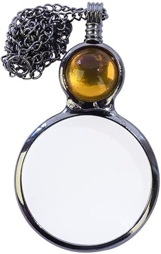 TOFBS Lupe Anhänger Halskette Geschenk Vintage Kristall Lupe Anhänger Halskette Geschenk, Lupenanhänger Halskette 2X-3X Leselupe Lupe Lese dekorative Halskette (Gelb) von TOFBS