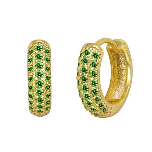 Tofbs Elegante Damen Ohrringe Aus Vergoldetem 925er Silber Kreolen Mit Funkelnden Zirkonia Steinen Hochwertiger Schmuck Für Frauen Zeitlose Ohrstecker Stilvolle Accessoires von TOFBS
