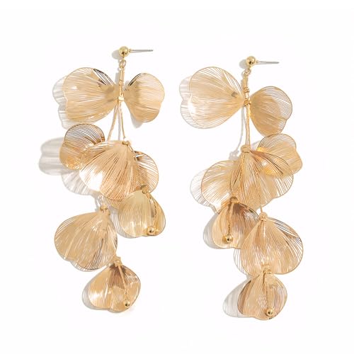 TOFBS Ohrringe Damen Ginkgo Biloba Ohrringe mit Quaste Kann bei Veranstaltungen und im Alltag Getragen Werden(Gold) von TOFBS