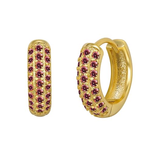 Tofbs Elegante Damen Ohrringe Aus Vergoldetem 925er Silber Kreolen Mit Funkelnden Zirkonia Steinen Hochwertiger Schmuck Für Frauen Zeitlose Ohrstecker Stilvolle Accessoires von TOFBS