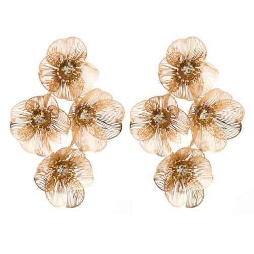 TOFBS Blumen Ohrringe Mehrschichtig Kristall Strass Schmuck Damen Elegant Metallisch Ohrstecker Hochwertig von TOFBS