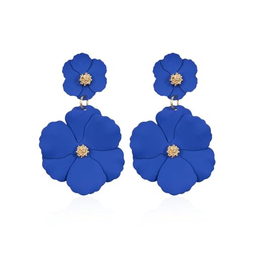 TOFBS Ohrringe Damen Mädchen Blumen Tropfen Lange Matte Metal Ohrringe Boho Vintage Blütenblatt Modeschmuck Geschenke Zubehör von TOFBS