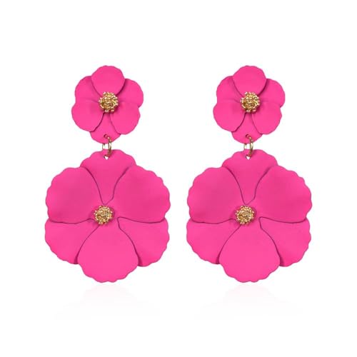 TOFBS Ohrringe Damen Mädchen Blumen Tropfen Lange Matte Metal Ohrringe Boho Vintage Blütenblatt Modeschmuck Geschenke Zubehör von TOFBS