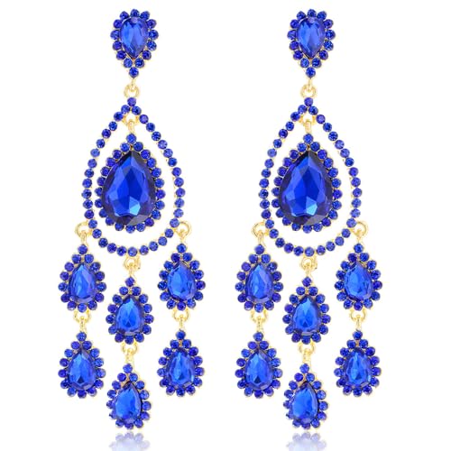 TOFBS Ohrringe Damen Modische Tropfen Kristall Ohrringe Diamant Ohrringe lm Palast Stil Vintage Ohrringe für Frauen und Mädchen zum Geburtstag Muttertag(Blau) von TOFBS