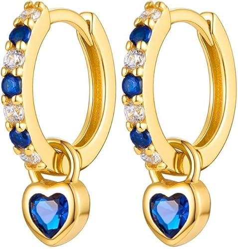 TOFBS Herzform Creolen Ohrringe S925 Silber Nadel Kristall Zirkonia Schmuck Damen Huggie Hoop Elegante Ohrhänger von TOFBS