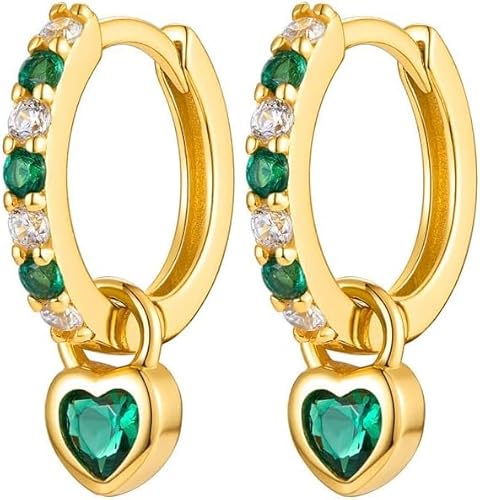 TOFBS Herzform Creolen Ohrringe S925 Silber Nadel Kristall Zirkonia Schmuck Damen Huggie Hoop Elegante Ohrhänger von TOFBS