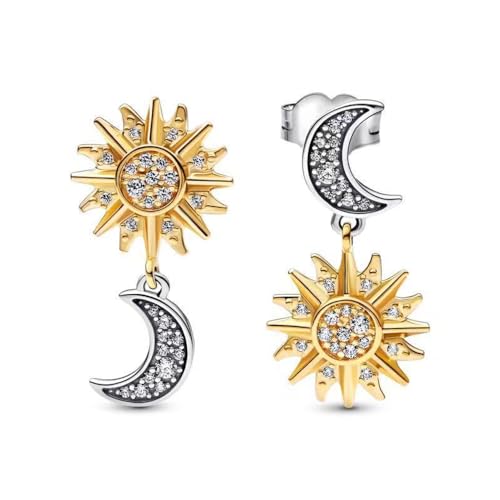 TOFBS Ohrringe Silber 925 Damen Sonne und Mond Ohrring Zirkonia Goldene Hypoallergen Ohrstecker Gold Schmuck Geburtstags Geburtstags Hochzeits für Mädchen Frauen (#1) von TOFBS