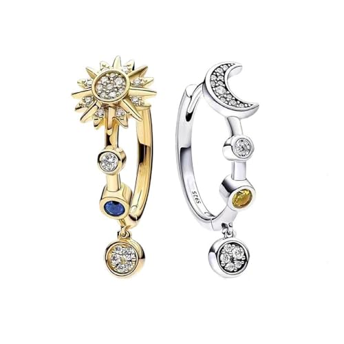 TOFBS Ohrringe Silber 925 Damen Sonne und Mond Ohrring Zirkonia Goldene Hypoallergen Ohrstecker Gold Schmuck Geburtstags Geburtstags Hochzeits für Mädchen Frauen (#2) von TOFBS