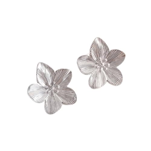 TOFBS Blütenform Ohrringe Edelstahl Strukturierte Oberfläche Silberfarben Schmuck Damen Elegant Zeitlos Ohrstecker von TOFBS