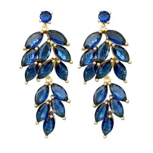 TOFBS Blatt Tropfen Ohrringe Kristall Schmuck Luxus Damen Ohrhänger Hochzeitsschmuck Elegant Brautschmuck Glänzend Juwelenbesetzt von TOFBS