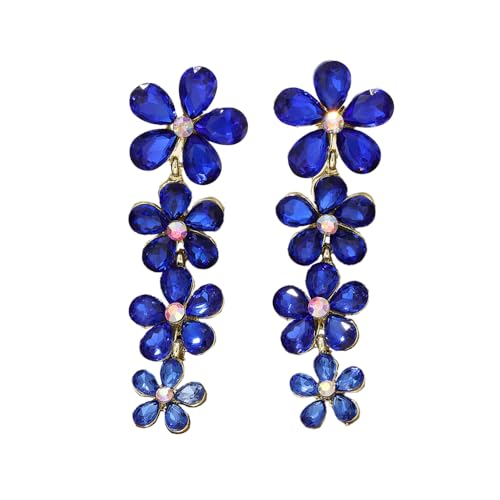 TOFBS Blütenform Kristall Ohrhänger Mehrschichtig Damen Schmuck Elegant Tropfen Ohrringe Glänzend Hochwertig von TOFBS