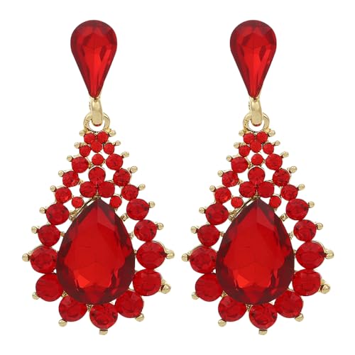 TOFBS Tropfenform Kristall Ohrringe Elegant Schmuck Damen Ohrhänger Luxuriös Glänzend Strass Ohrstecker von TOFBS