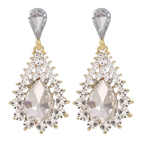 TOFBS Tropfenform Kristall Ohrringe Elegant Schmuck Damen Ohrhänger Luxuriös Glänzend Strass Ohrstecker von TOFBS