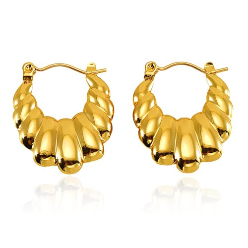 Tofbs Elegante Gold Creolen Ohrringe Für Damen 24mm X 20mm Hochwertiger Edelstahl Zeitloses Schmuckstück Für Frauen Modische Ohrringe Perfektes Accessoire Für Jeden Anlass von TOFBS