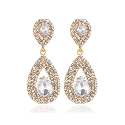 TOFBS Tropfen Ohrringe Zirkonia Kristall Schmuck Damen Hängend Elegant Luxuriös Glänzend Hochzeit Braut Abend Ohrhänger von TOFBS