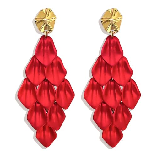 TOFBS 925 Silber Blatt Ohrringe Mehrschichtige Kaskade Tropfen Ohrhänger Elegant Schmuck Damen Accessoires von TOFBS