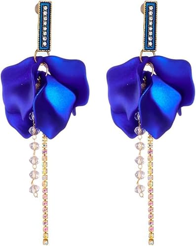 TOFBS Blütenblatt Ohrringe Kristall Quaste Schmuck Damenohrhänger Elegante Strassstein Ohrstecker Hochwertige Damenschmuck von TOFBS