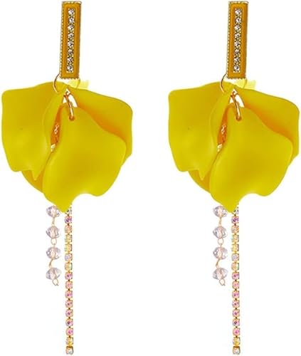 TOFBS Blütenblatt Ohrringe Kristall Quaste Schmuck Damenohrhänger Elegante Strassstein Ohrstecker Hochwertige Damenschmuck von TOFBS