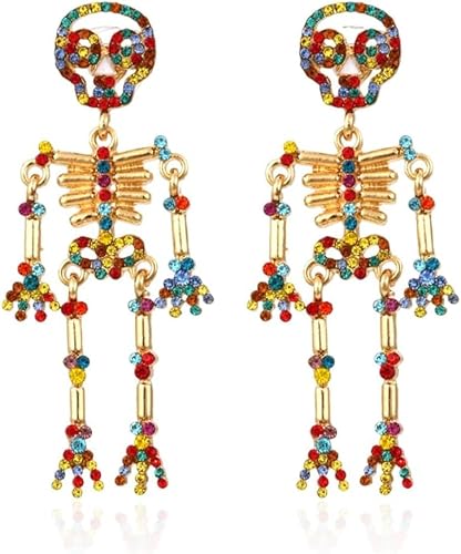 TOFBS Bunte Skelett Ohrringe für Frauen Trendige Schmuckstücke mit Kristallen Festival und Party Accessoire(Gefärbt) von TOFBS