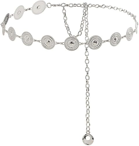 TOFBS Oval Türkis Bauchkette Taillenkette Körperschmuck Verstellbare Metallkette Boho Schmuck Damen Accessoire Bauchtanz Dekoration von TOFBS