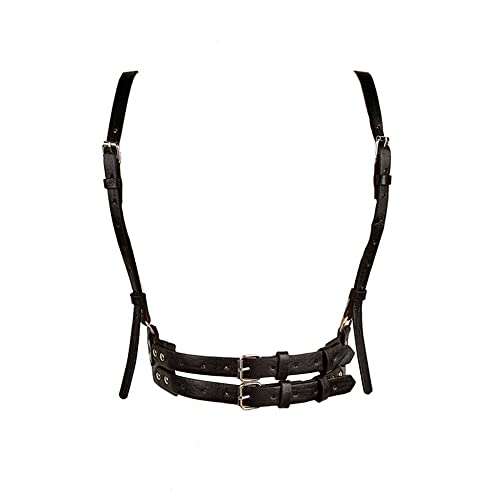 TOFBS Punk Leder Körperkette Harness Gürtel Körper Brust Kette Schwarz Gothic Weste Gürtel Verstellbare Körperschmuck für Frauen Mädchen Cosplay Party Rave Halloween Kostüm (#6) von TOFBS