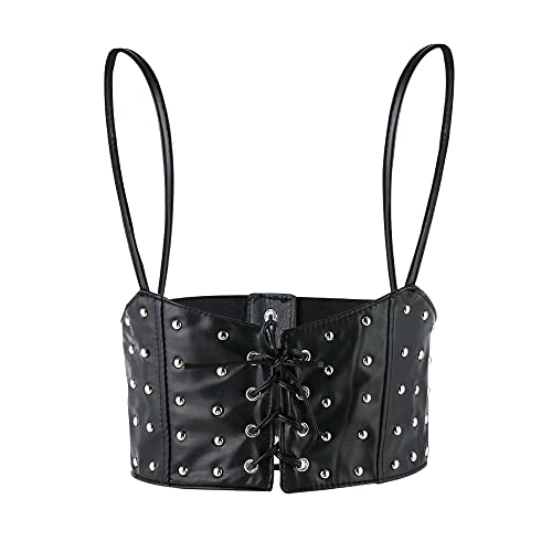 TOFBS Punk Leder Korsett Gürtel Harness Gürtel Unterbrustkorsett Taillengürtel Verstellbare Gothic Weste Gürtel für Frauen und Mädchen Cosplay Party Rave Halloween Kostüm (Schwarz4 von TOFBS