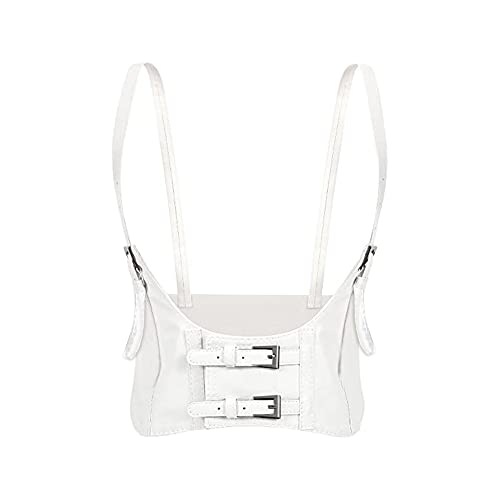 TOFBS Punk Leder Korsett Harness Unterbrustkorsett Taillengürtel Verstellbare Gothic Weste für Frauen und Mädchen Cosplay Party Rave Halloween Kostüm (Weiß) von TOFBS
