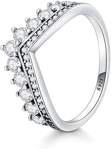 TOFBS Ringe für Damen Crown V-Form Ringe 925 Sterling Silber Cubic Zirconia Ring Freundschaftsringe Promise Rings Stapelbare Daumenring Schmuck Geschenk Für Frauen von TOFBS