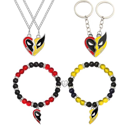 TOFBS Schmucksets Deadpool Wolverine Freundschaftskette Freundschaftsarmbänder Matching Schmuck Set Modeschmuck Set Geschenk für Beste Freundin (Set B) von TOFBS