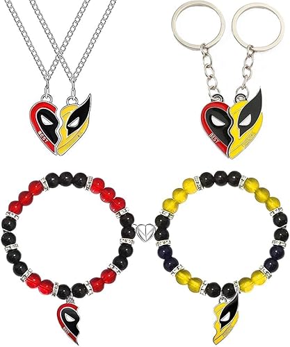 TOFBS Freundschaftsarmbänder Und Halsketten Set Für Frauen Herzform Maskenanhänger Bunte Perlen Best Friends Schmuck Set Freundschaftsgeschenk Für Damen 2 Halsketten Und 2 Armbänder von TOFBS