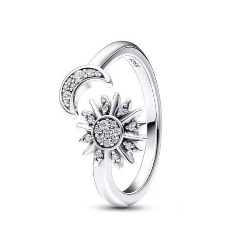 TOFBS Sonne Und Mond Ringe Set 925 Silber Stapelbare Himmelsringe Himmlische Sonne Ring und Mond Cubic Zirkonia Promise Ring Statement Ringe für Frauen Mond 52 von TOFBS