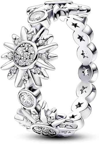TOFBS Sonnenblume Ring Damen 925 Sterling Silber Zirkonia Verlobungsring Ehering Schmuck Für Frauen Hochzeit Jahrestag von TOFBS